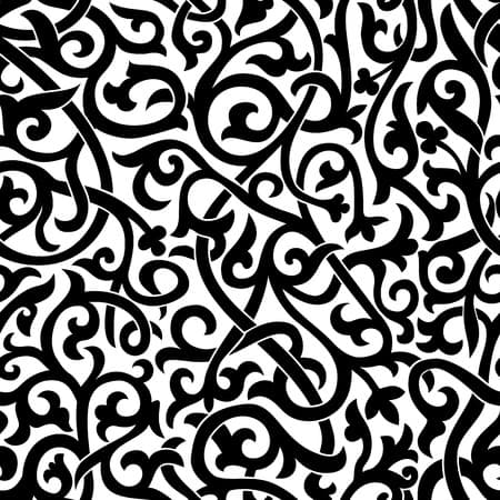 seamless Russian style black floral background isolated