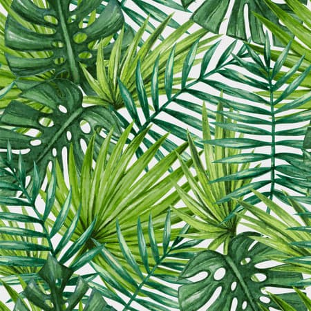 Watercolor tropical palm leaves seamless pattern