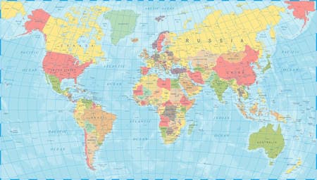 Colored World Map - Detailed Vector Illustration