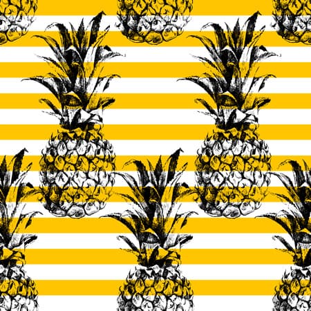 Hand drawn striped pineapple seamless pattern